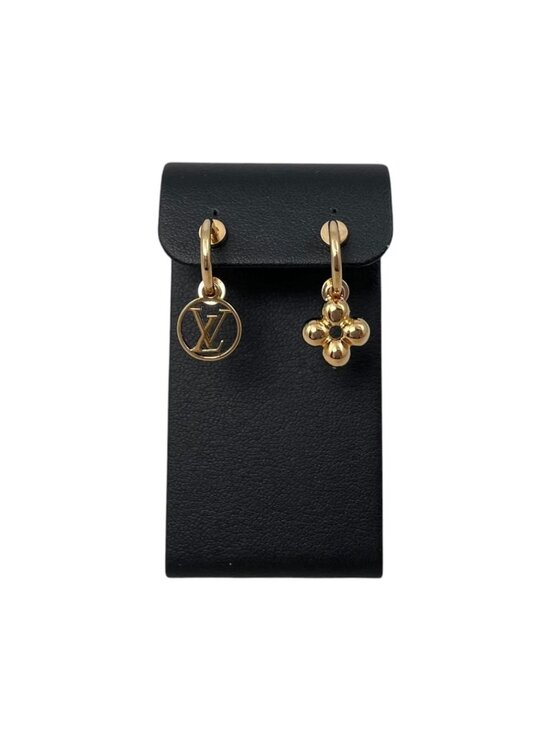 Louis Vuitton Jewelry - Louis Vuitton Earrings Blue Monogram Flower LV Circle Gold